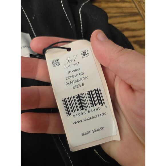 NWT Cinq A Sept Taya Dress in Black/Ivory sz 8 - Picture 4 of 5